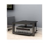 HTYUKFDG Mobiletto for componenti stereo aperto, supporto for supporti AV, supporto HIFI in legno, mensola audio-video, moderno console for giradischi DVD CD home theater(Svart,2 Tier)