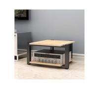 HTYUKFDG Mobiletto for componenti stereo aperto, supporto for supporti AV, supporto HIFI in legno, mensola audio-video, moderno console for giradischi DVD CD home theater(Natural,2 Tier)
