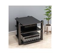 HTYUKFDG Mobiletto for componenti stereo aperto, supporto for supporti AV, supporto HIFI in legno, mensola audio-video, moderno console for giradischi DVD CD home theater(Svart,3 Tier)