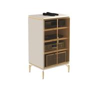 HTYUKFDG Mobiletto multimediale a 4 ripiani for impieghi gravosi, rack audio for lettori DVD, mobiletto for apparecchiature audio-video con ante in vetro temperato for la casa(Beige,60x55x95cm)