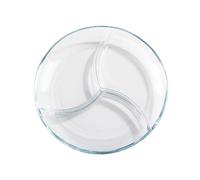 HTYUKFDG Piatto Piatto diviso in vetro temperato for adulti, piatto riutilizzabile da 10 pollici con scomparti for il controllo delle porzioni, vassoio da portata for la cucina plate(Round)