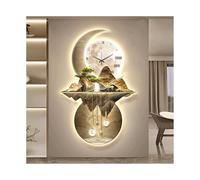 HTYUKFDG Pittura Murale Sculture da Parete 3D paesaggistica con Leggero a LED Light Tradizionale Clock Clock Decor con Montagne, Alberi e Decorazioni di Decorazioni di Cervo Dipinto da Parete Ufficio