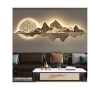 HTYUKFDG Scultura da parete a LED 3D, decorazione artistica da parete tradizionale orientale, scultura da parete con luce decorativa illuminata con montagna e albero, lampada murale per soggiorno e
