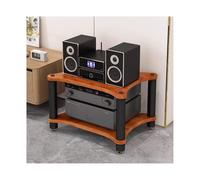 HTYUKFDG Supporto for giradischi CD con piedini ammortizzanti, mobiletto for apparecchiature AV con ricevitore stereo, supporto multimediale AV in legno for home office theater(Bruin,2 Tier)