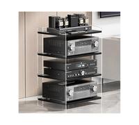 HTYUKFDG Supporto for supporti multimediali AV HIFI in acrilico con ripiani regolabili, moderno supporto for console for giradischi, scaffalature audiovisive, mobile stereo for la casa(Svart,4 Tier)