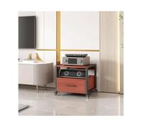 HTYUKFDG Supporto multimediale AV con cassetto, rack audio, mobile stereo, ripiani regolabili for riporre i supporti multimediali con ruote for lettori DVD e console di gioco(Rot,2 Tier)