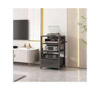 HTYUKFDG Supporto multimediale AV con cassetto, rack audio, mobile stereo, ripiani regolabili for riporre i supporti multimediali con ruote for lettori DVD e console di gioco(Svart,4 Tier)