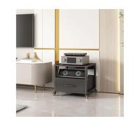 HTYUKFDG Supporto multimediale AV con cassetto, rack audio, mobile stereo, ripiani regolabili for riporre i supporti multimediali con ruote for lettori DVD e console di gioco(Svart,2 Tier)