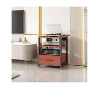 HTYUKFDG Supporto multimediale AV con cassetto, rack audio, mobile stereo, ripiani regolabili for riporre i supporti multimediali con ruote for lettori DVD e console di gioco(Rot,3 Tier)