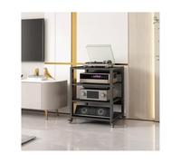 HTYUKFDG Supporto multimediale AV con ruote, regolabile, for console di videogiochi, giradischi moderno, supporto a torre for DVD e CD audio(4 Tier(69.5cm))