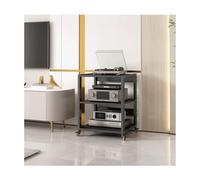 HTYUKFDG Supporto multimediale AV con ruote, regolabile, for console di videogiochi, giradischi moderno, supporto a torre for DVD e CD audio(3 Tier(69.5cm))