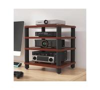 HTYUKFDG Supporto multimediale AV da tavolo a 2/3/4 livelli, mobiletto for componenti stereo aperto, rack HiFi in legno, torre audio for lettore DVD, console di gioco, TV box(Bruin,40x40x47cm)