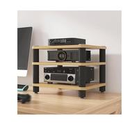 HTYUKFDG Supporto multimediale AV da tavolo a 2/3/4 livelli, mobiletto for componenti stereo aperto, rack HiFi in legno, torre audio for lettore DVD, console di gioco, TV box(Natural,50x40x35cm)