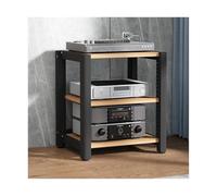 HTYUKFDG Supporto stereo HIFI, torre audio con ripiani regolabili, supporto for componenti AV in legno, ripiano angolare, espositore for giradischi CD DVD for teatro(Natural,3 Tier)