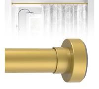 HTZON Asta per tenda da doccia dorata, da 45 a 114 cm: piccola asta per doccia a molla per porta di bagno, cucina, moderna, resistente, regolabile, senza fori, antiscivolo, facile da installare, oro