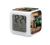 HUA5D Sveglia Bambini Digitale Da Comodino Con Luce Notturna,Tema Trattore Ragazzi Ragazze Luce Notturna A 7 Colori Wake Up Light,Con Data Calendario Temperatura,A34