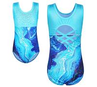 HUAANIUE Body da ginnastica da bambina, senza maniche, 3-14 anni, B299-cielo blu, 11-12 Anni