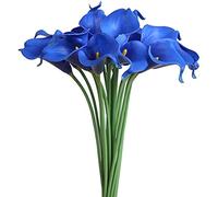 huaao 12pcs Calla Artificiali in Lattice Blu Scuro Vero Tocco Realistic Calla Fiori Finti per Finte Calle Bouquet Sposa Decorazione Nozze Matrimonio, Anniversario, Casa, Feste, Ufficio, Nuziale