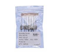 HUABAN 10PCS Diodi raddrizzatori a barriera Schottky SR5100 (SB5100) 5A 100V DO-201AD (DO-27) assiale 5 Amp 100 Volt