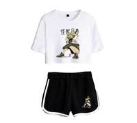Huacaiyu Donne e Ragazze AnimeKaiju No.8 T-Shirt Crop Top & Pantaloncini Set, Kafka Mina Manica Corte Maglietta Shorts 2 Pezzi Sportivo di Cosplay XS-XXL