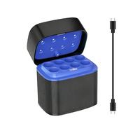 Huachuang Caricabatterie AA a 8 slot tipo C per batterie ricaricabili AA NI-MH, NI-CD e al litio, indicatore LED intelligente, borsa magnetica portatile, multi-protezione.