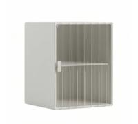 HuadaXtai Armadio Portascarpe Armadio Contenitore Credenza Scaffale con Ripiano Interno E Fronte Rigato in Pet PP per Ordinare Snack Giochi Vestiti, Trasparente Bianco, Grande