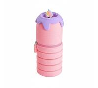 HuadaXtai Astuccio in Silicone Retrattile Portapenne Porta Matite Organizer Cancelleria con Design Estraibile Stabile in Piedi Adatto per Studenti Bambini Regali Tempo Libero, Rosa