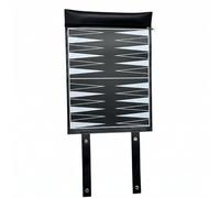 HuadaXtai Backgammon Pieghevole Tavola Gioco Scacchiera Valigetta Set da Tavolo Compatto in Similpelle con Cerniera E Cinghie a Pressione per Chiusura Sicura, Nero, Nero