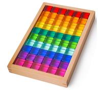 HuadaXtai Blocchi Educativi per Bambini Cubi Sensoriali Acrilico Traslucido con Base in Legno Lucentezza Cristallina per Giochi di Colore Stacking E Mosaico