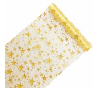 HuadaXtai Celebration Runner Runner Tavolo Centrotavola Striscia Decorativa Rete Trasparente Poliestere Motivo Stelle Luminoso Elegante E Leggero Adatto per, 28cm 1000cm, Oro