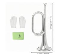 HuadaXtai Corno da in Ottone Bugle Tromba Naturale Strumento a Fiato con Corpo Lungo Tradizionale E Imboccatura Stabile con Guanti Panno Borsa E Scatola Adatto, Argento