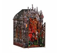 HuadaXtai Miniatura Castello Assemblabile Casa in Miniatura Modello Gotico Diorama Inserti Libreria con Luci LED MDF Archi Effetto Pietra Adatta per Libreria Scrivania Angolo Lettura