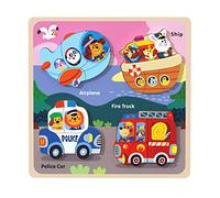 HuadaXtai Puzzle in Legno con Animali per Neonati E Bambini Piccoli, Giocattolo Educativo per La Prima Infanzia, Camion dei, 30 cm x 30 cm x 1,5 cm