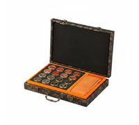 HuadaXtai Scacchiera Gioco da Tavolo Scacchi Cinesi Set in Ottone con Custodia Elegante E Pedine Incise Lavorazione Dettagliata, Scacchi in Bronzo di Piccole Dimensioni Confezione Regalo