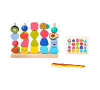 HuadaXtai Set di Giocattoli con Perline di Legno per Il Gioco Creativo E Lo Sviluppo Delle Abilità Nei Bambini, Frutta, Taglia unica bambino