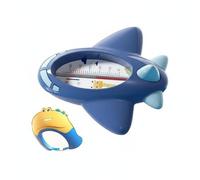 HuadaXtai Termometro Bagno Bambini Termometro Vasca Termometro Acqua Giocattolo Galleggiante Sensore Idraulico Rilevazione Immediata Bordo Arrotondato Presa, Blu, Aereo+BerrettoDoccia
