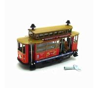 HuadaXtai Tram Retro Decorativo Miniatura in Molla con Base Elegante E Insegne di Percorso Soprammobile Collezionismo Scenografia Adatto a Scrivania Mensole 18x7x10.5cm