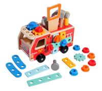 HuadaXtai Veicolo Educativo per Bambini Camion dei Giocattolo Camioncino Autobotte Automezzo in Legno con Ruote per Spinta Banco Integrato Adatto a Gioco di