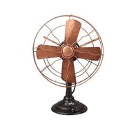 HuadaXtai Ventilatore Decorativo con Design Retrò Base Circolare Stabile Pale Larghe E Griglia Rotonda Adatto per Arredamento Artistico Esposizione Vetrine Ambienti Tematici, Rosso
