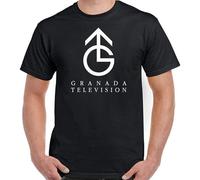 Huadian Granada Television T-Shirt Mens Retro TV Station UK British Broadcaster Top Film Black T-Shirt Black M