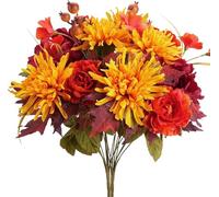 HUAESIN 2PCS Fiori Finti Autunnali Ortensie Finte Realistiche Rose Finte Margherite Finte et Fruits Artificiels Fiori Artificiali per Decorazioni Autunnali Centro Tavola Autunnale Cimetière