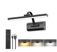 HUAEU Lampada da parete a LED senza fili, per interni, con telecomando e timer, 3 temperature di colore dimmerabili, per arte, foto, specchio e bersaglio, 30 cm, colore nero