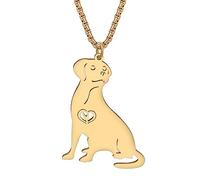 HUAGEO Acciaio inossidabile Carino Labrador Retriever Cane collana 18K Oro Argento Placcato Cucciolo Animali Pendente Catena Animali Gioielli per Donne Charms Accessori Regali, M, Acciaio inossidabile