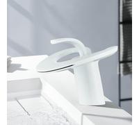 HUAHOMDY Rubinetto Bagno Bianco Lavandino Miscelatore Miscelatore In Acciaio Inox Miscelatore Monocomando Piccolo Rubinetto per Bagno