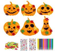 Huahuanghui Artigianato autunnale per bambini,Set di decorazioni per Halloween con 76 pezzi di zucche fai-da-te, foglie d'acero e adesivi con strass. Perfetto per feste di Halloween e Thanksgiving