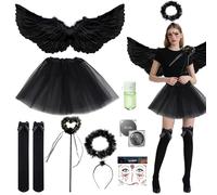 Huahuanghui Set di costumi da angelo da donna, ali d'angelo con aureola