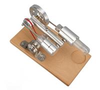 Huairdum Modello di Motore Stirling Engine per Esperimento di Fisica Scolastica |Luci a LED per Generatore di elettricità, Funzionamento Continuo per Oltre 8 Ore, Lega di Alluminio e Legno di Pino,