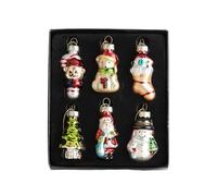 HUAJINGKEJI 1 scatola di ornamenti natalizi a forma di orso di Babbo Natale in vetro dipinto da appendere ornamento per interni ed esterni vacanze