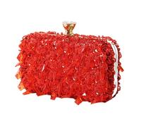 HUAJINGKEJI Borsa da sera 2023 borsa da sera con perline fatta a mano elegante borsa da festa banchetto borsa da sposa per ragazza a tracolla, Rosso, As shown in the picture (error 1-3cm)