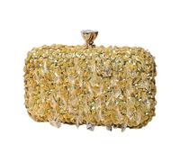 HUAJINGKEJI Borsa da sera 2023 borsa da sera con perline fatta a mano elegante borsa da festa banchetto borsa da sposa per ragazza a tracolla, Oro, As shown in the picture (error 1-3cm)